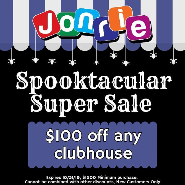 Spooktacular Super Sale!
$100 Off any Clubhouse

Expires 10/31/19, $1500 Minimum purchase, Cannot be combined with other discounts, New Customers Only